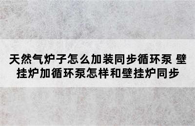 天然气炉子怎么加装同步循环泵 壁挂炉加循环泵怎样和壁挂炉同步